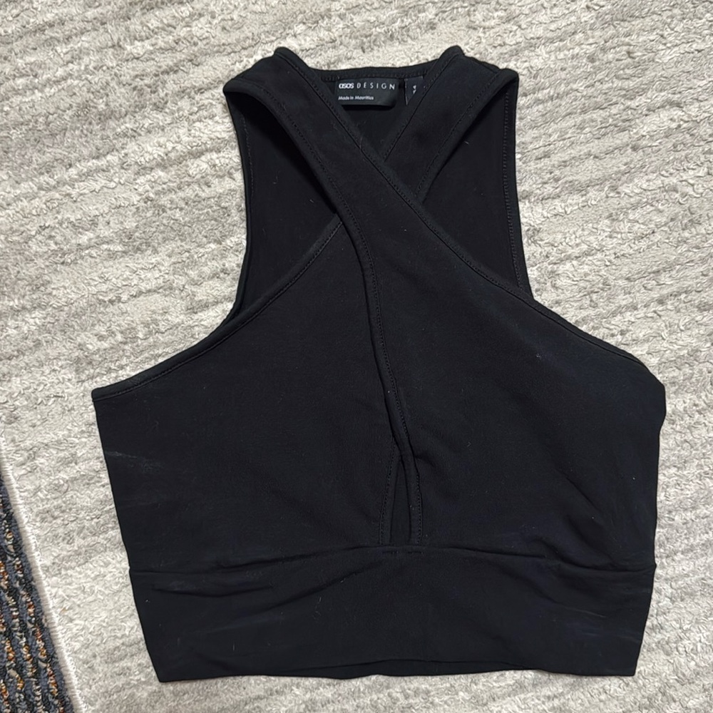 Black crossover ASOS going out crop top